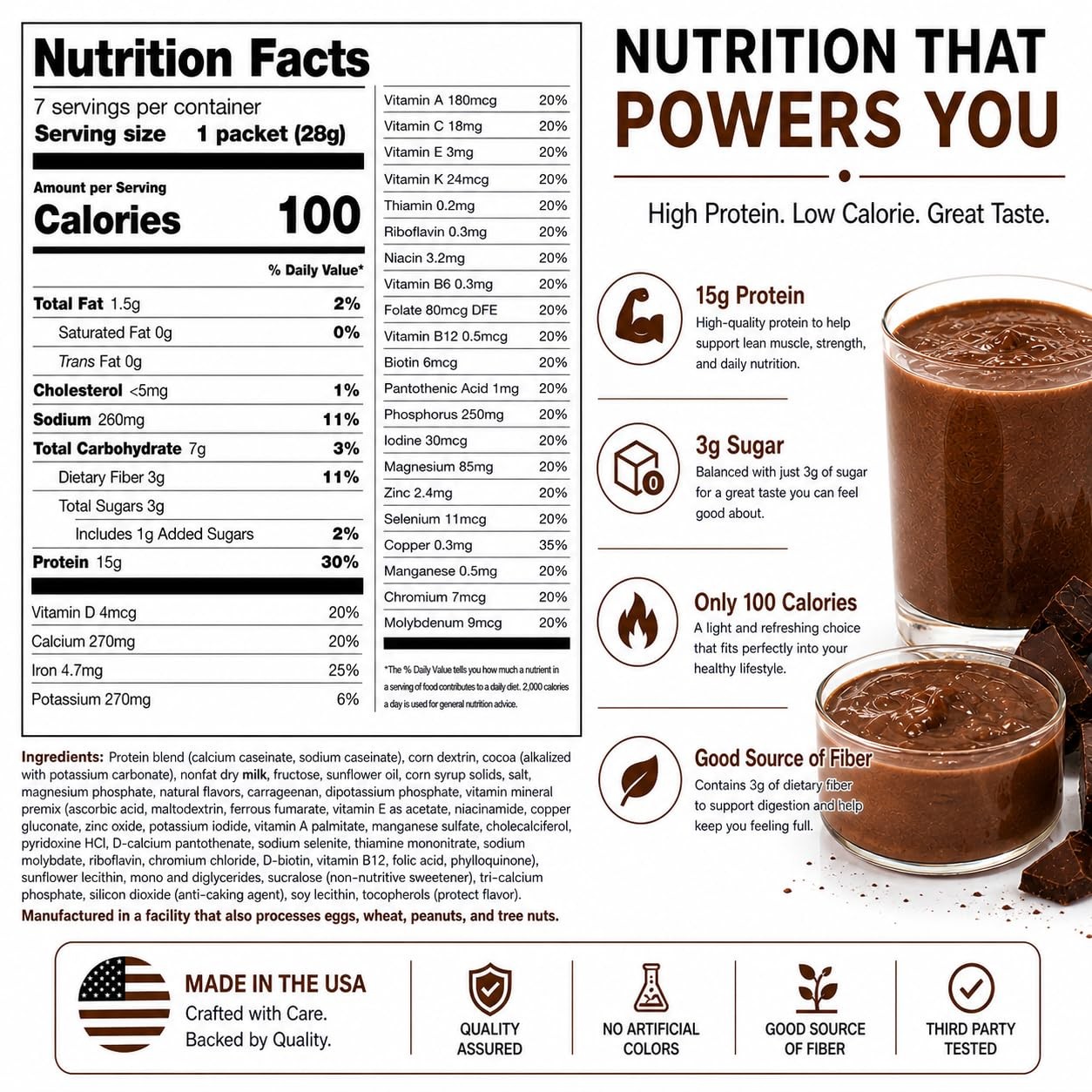 PROTIFIT – High Protein Pudding/Shake Mix, 15g Protein, 7 Ounce (Pack of 1)