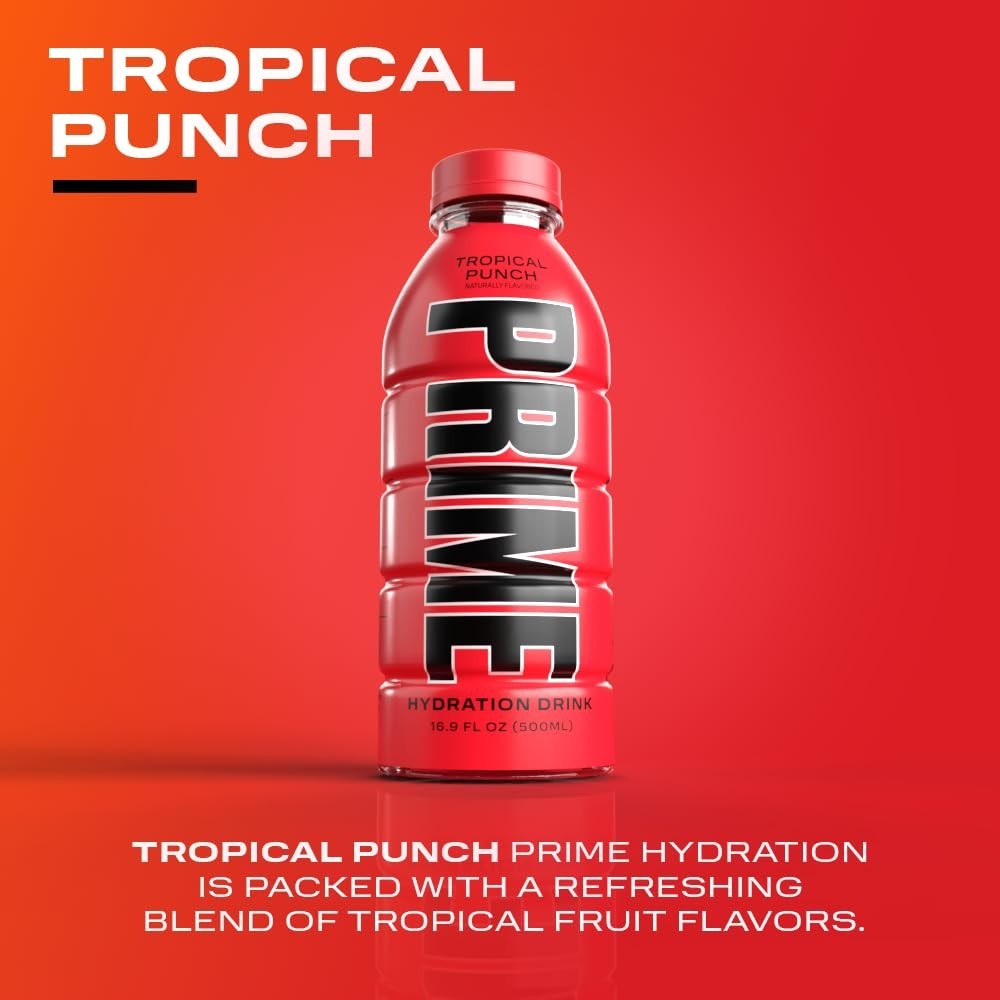 PRIME Hydration – Electrolyte Enhanced Sports Drink – Tropical Punch (12 Pack)