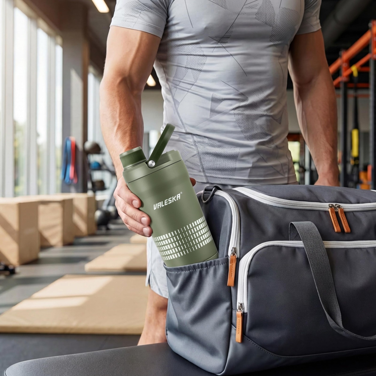 Valeska Shaker Bottle For Protein Mixes Insulated Stainless Steel Protein
