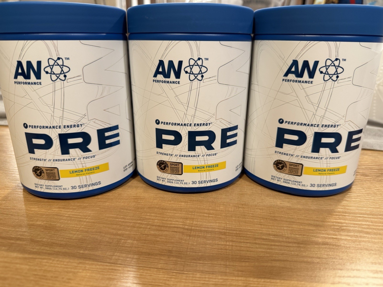 AN Performance Pre Workout Energy Drink/ Lemon Freeze Lot of 3 / SEALED