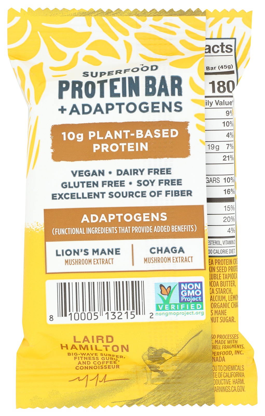 Laird Superfood Lemon Almond Protein Bar 1.6 Oz Plant-Based 10 Pack