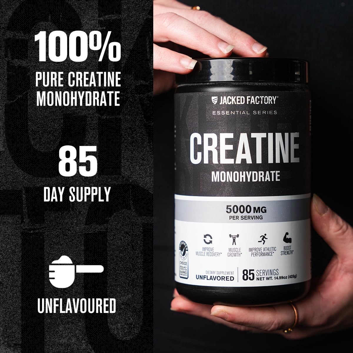 Creatine Monohydrate Powder 425g – 5g Daily Creatine Supplement for Men and W…