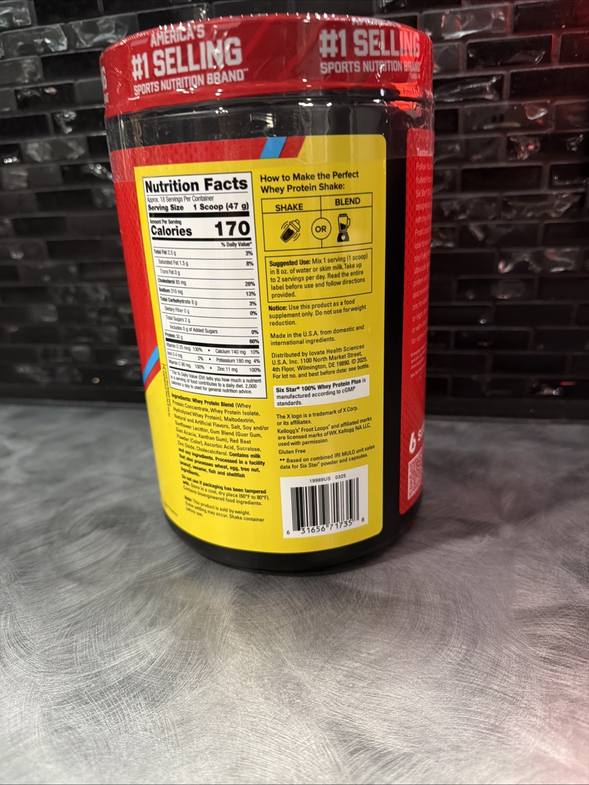 Six Star 100% Whey 30G Protein Plus Froot Loops Flavor 1.81 lbs Exp 6/16/2028