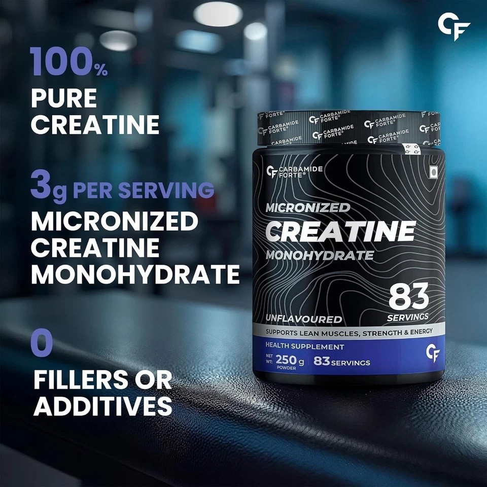 Creatine MonoHydrate Powder | Micronized Monohydrate 250gm Unflavoured 83 Serv.