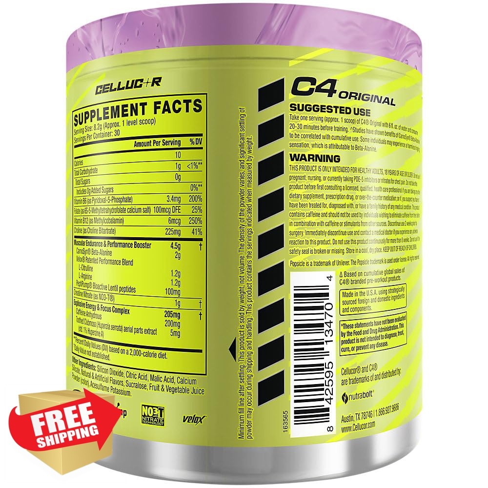 C4 Original Pre Workout Popsicle Grape 30 Servings