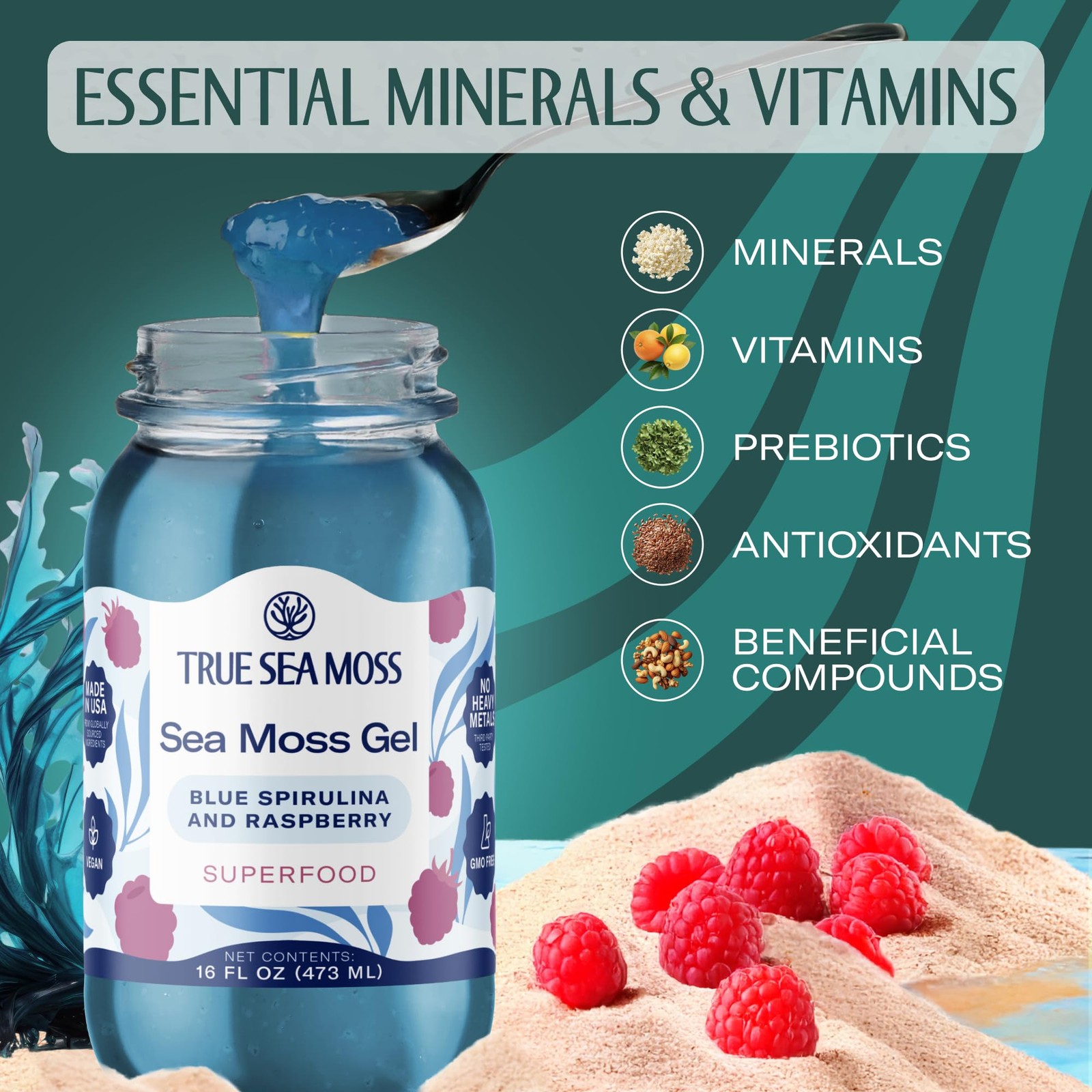 TrueSeaMoss Sea Moss Gel – Made in USA – Wildcrafted Seamoss, Fruits & Jarred…