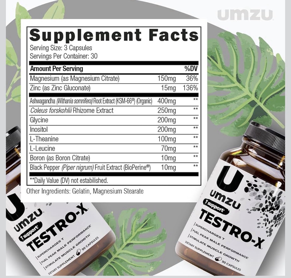 UMZU Testro-X Men’s Supplement – 90 Capsules – Boosts Energy & Muscle Recovery