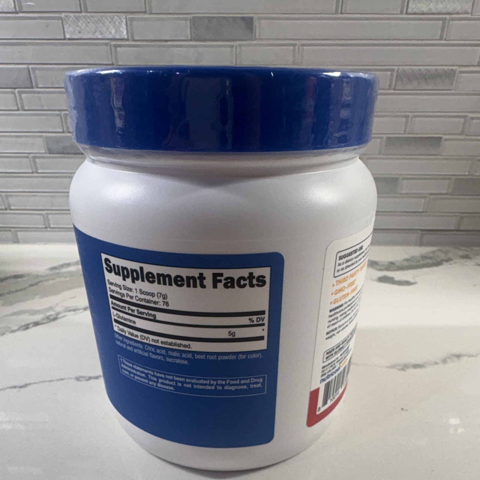 *BRAND NEW*Nutricost L-Glutamine Amino Acid Powder Fruit Punch 500g 76 Servings