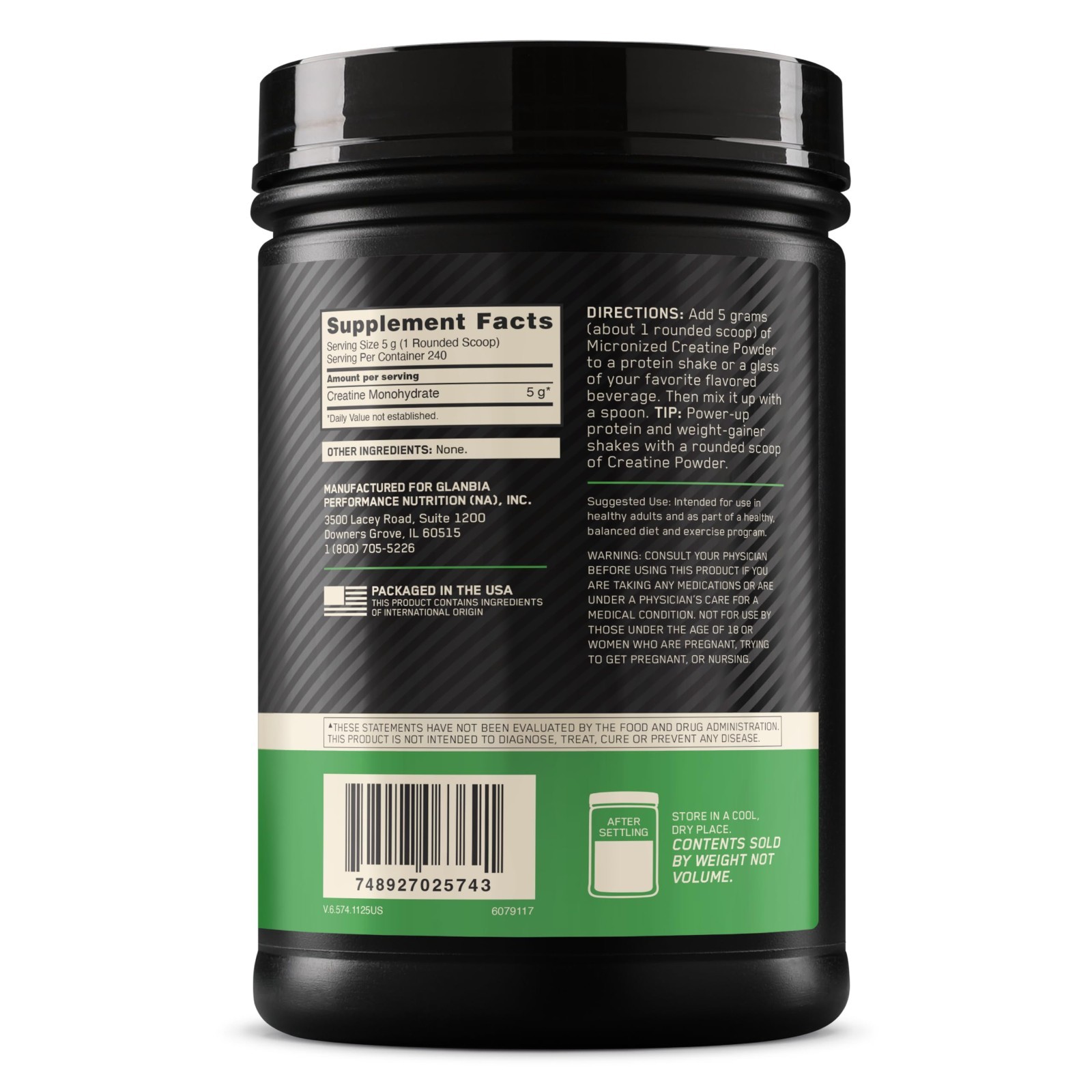 Micronized Creatine Monohydrate Powder – 5g Per Serving, Supports Strength & Rec