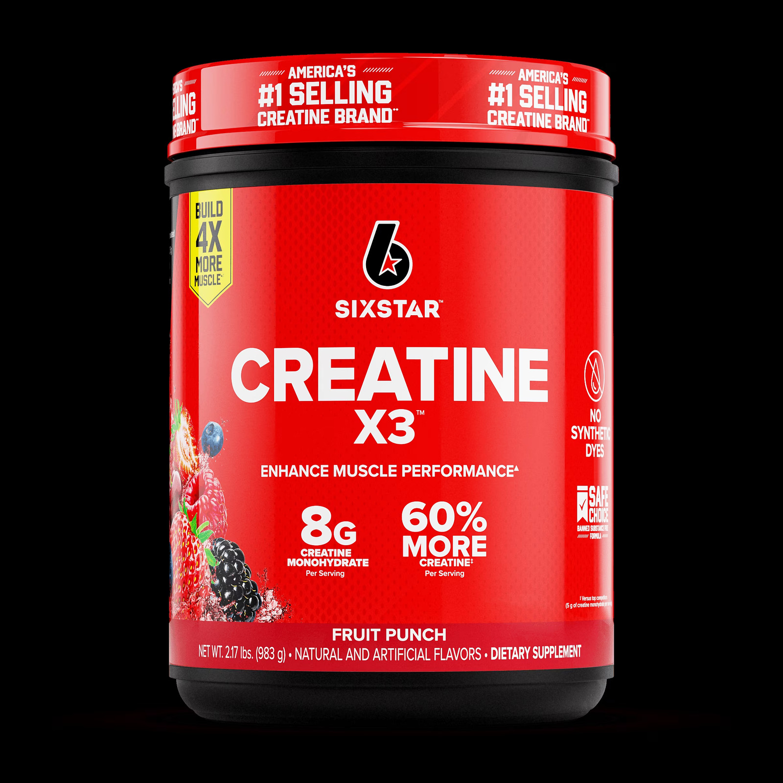 Creatine X3 BCAA Amino Acid Blend Powder, Fruit Punch, 2.17 Lbs, 30 Servings
