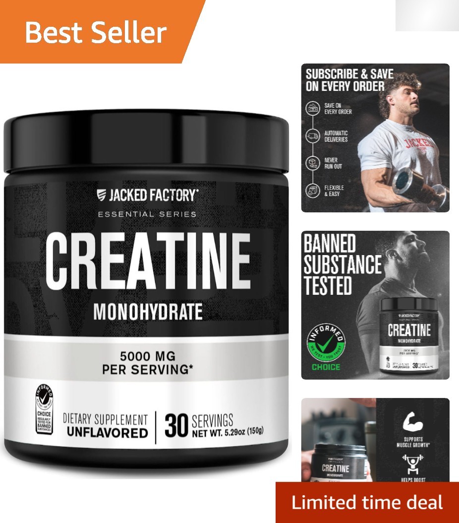 Unflavored 150g Creatine Monohydrate – 30 Servings for Endurance & Strength