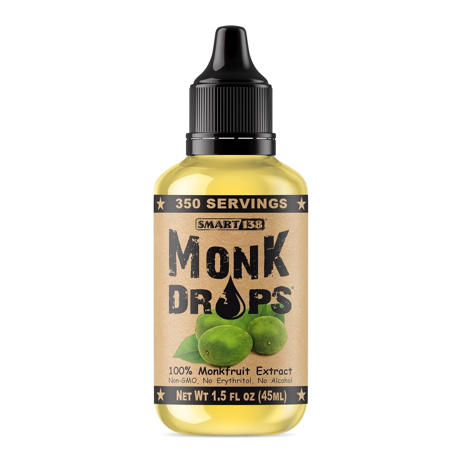 Monk Drops – 100% Monkfruit Liquid Sweetener, Zero 1.5 Fl Oz (Pack of 1)