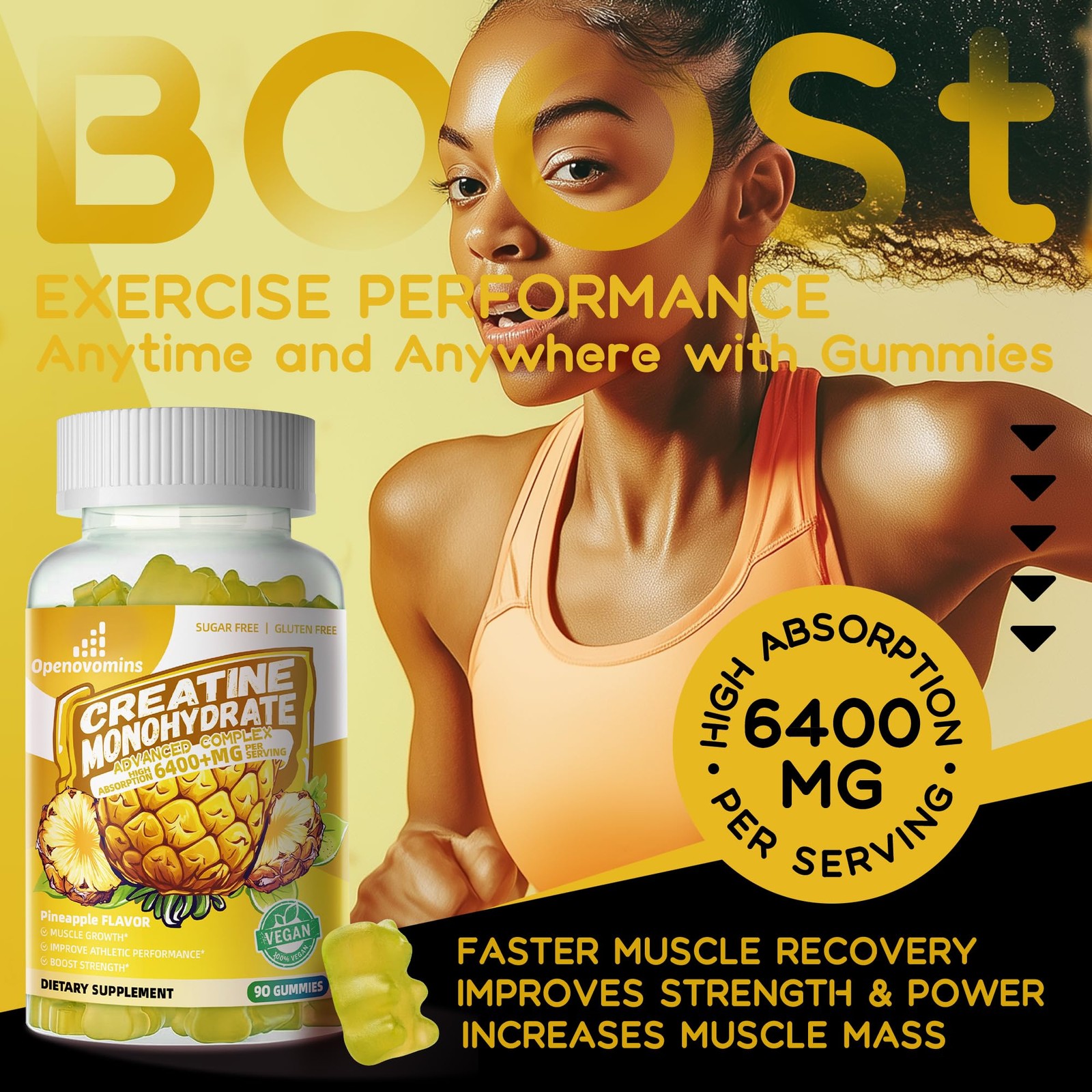 Creatine Monohydrate Gummies Complex for Men & Women -Advanced Formula W/L-Tauri