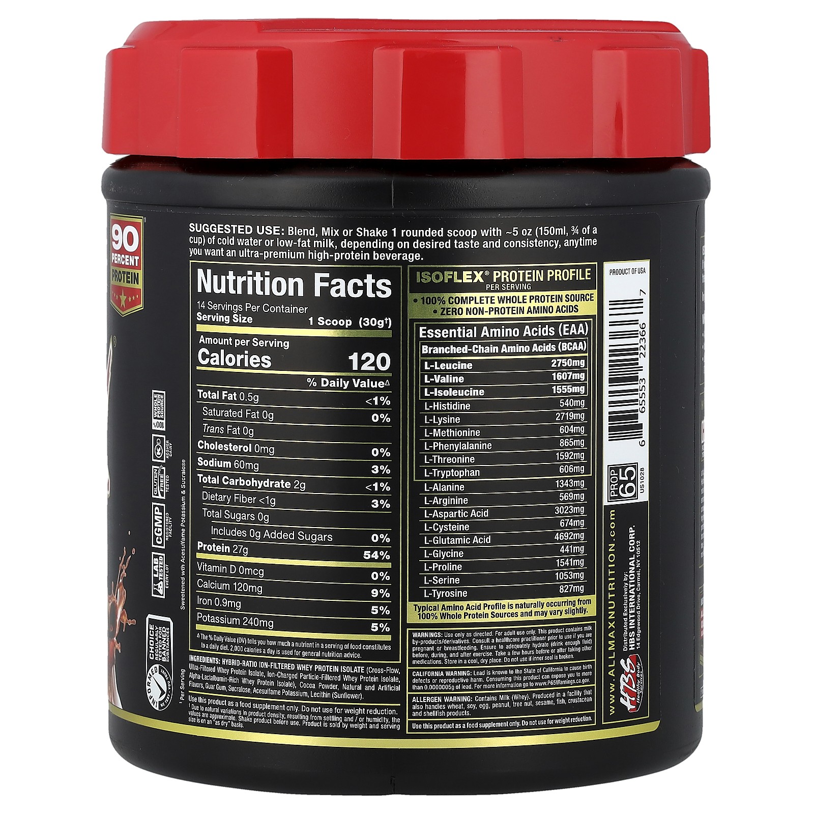 Isoflex, Pure Whey Protein Isolate, Chocolate, 0.9 lbs (425 g)