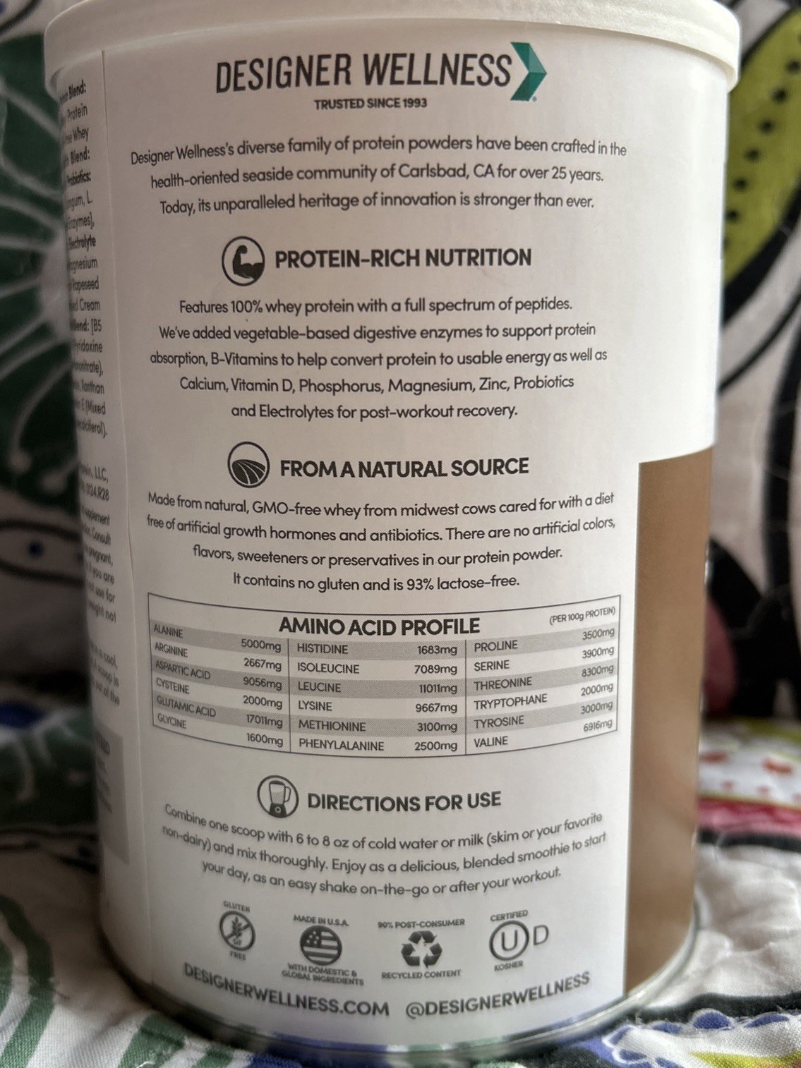 Designer Whey 20 g Natural Protein Powder w Probiotics Gourmet Chocolate 12 oz