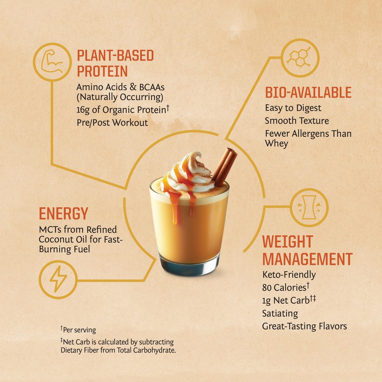 Vegan Protein Powder Plant-Based Organic Protein, Pumpkin Spice Flavored 30 Serv