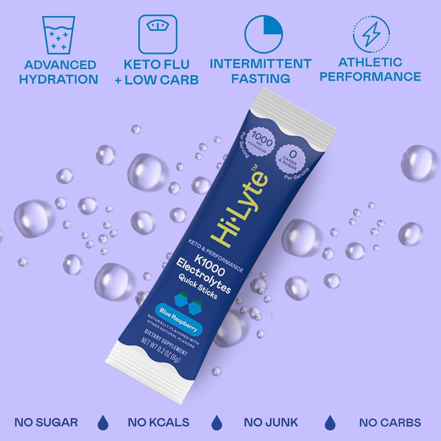 Hi-Lyte K1000 Blue Raspberry Electrolytes Powder Packets, 30 Servings – 1000mg
