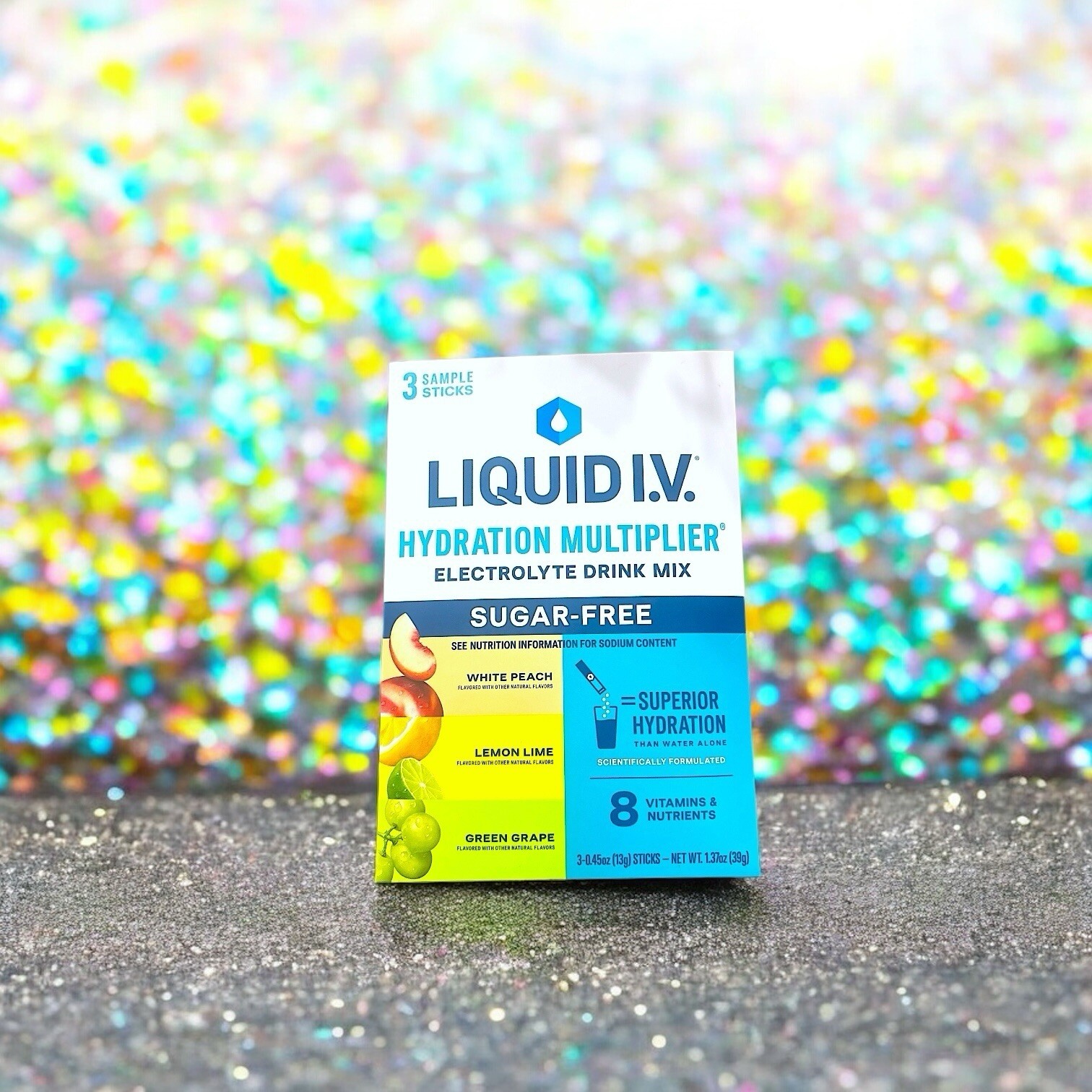 LIQUID IV Hydration Multiplier Sugar-Free 3 count sample pack 0.45 OZ EACH NIP
