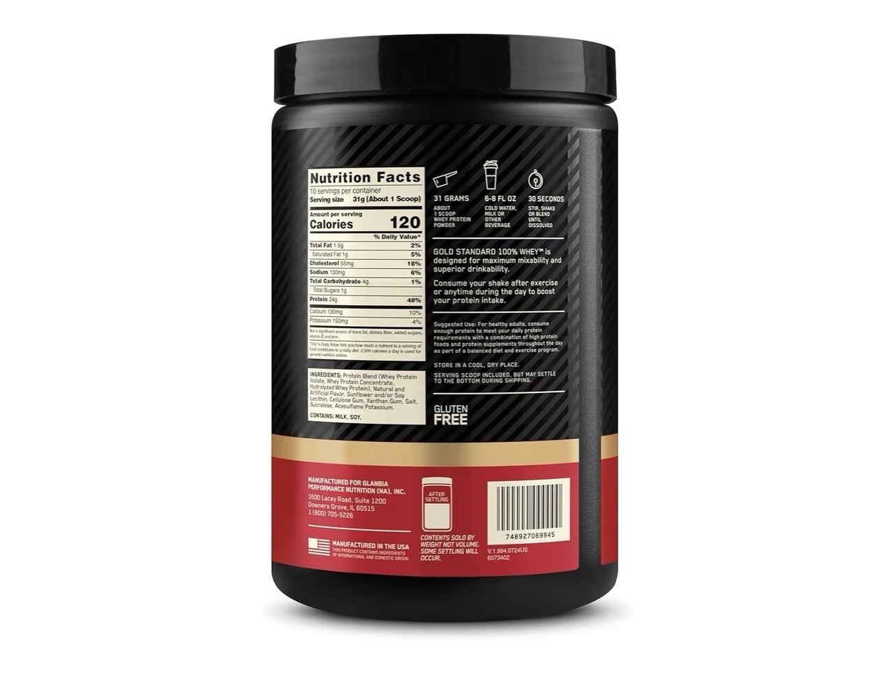 Optimum Nutrition Gold Standard 100% Whey Vanilla Ice Cream 10.9 oz