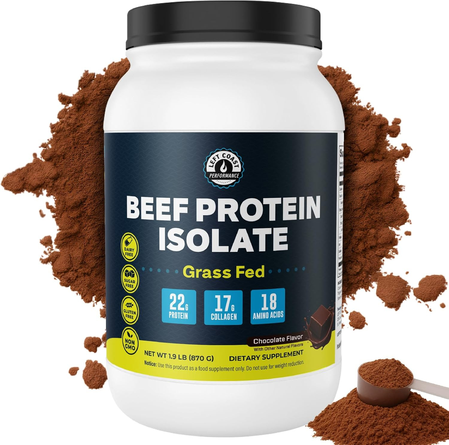 Grass Fed Beef Protein Powder – 22G Protein, 17G Collagen, 18 Amino Acids, Non-G