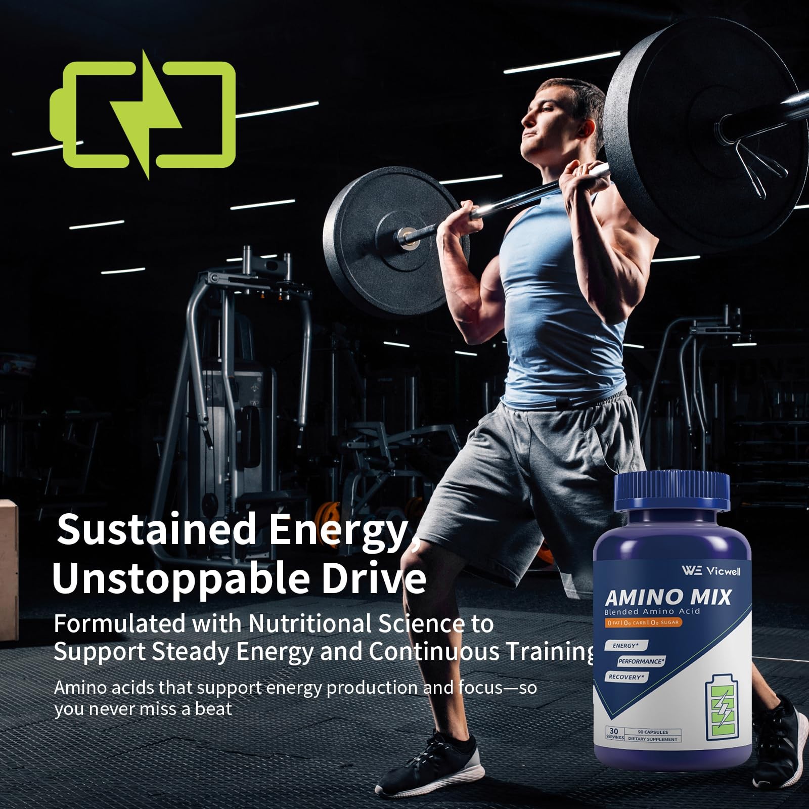 Vicwell Amino Acid, Supports Muscle Recovery and Lean Muscle Growth, Enhances…