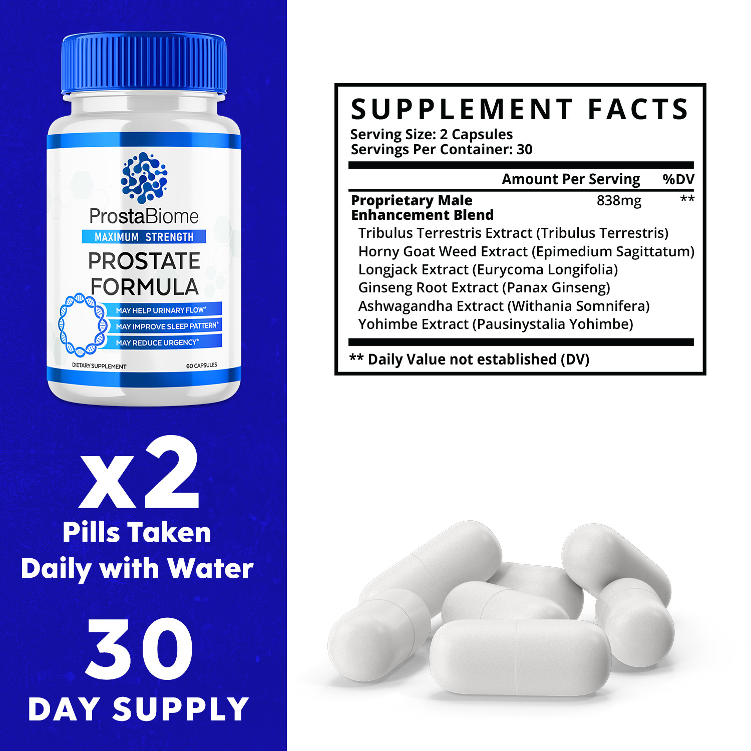 Prostabiome Maximum Strength Prostate Formula, Prosta Biome Pills (60 Capsules)