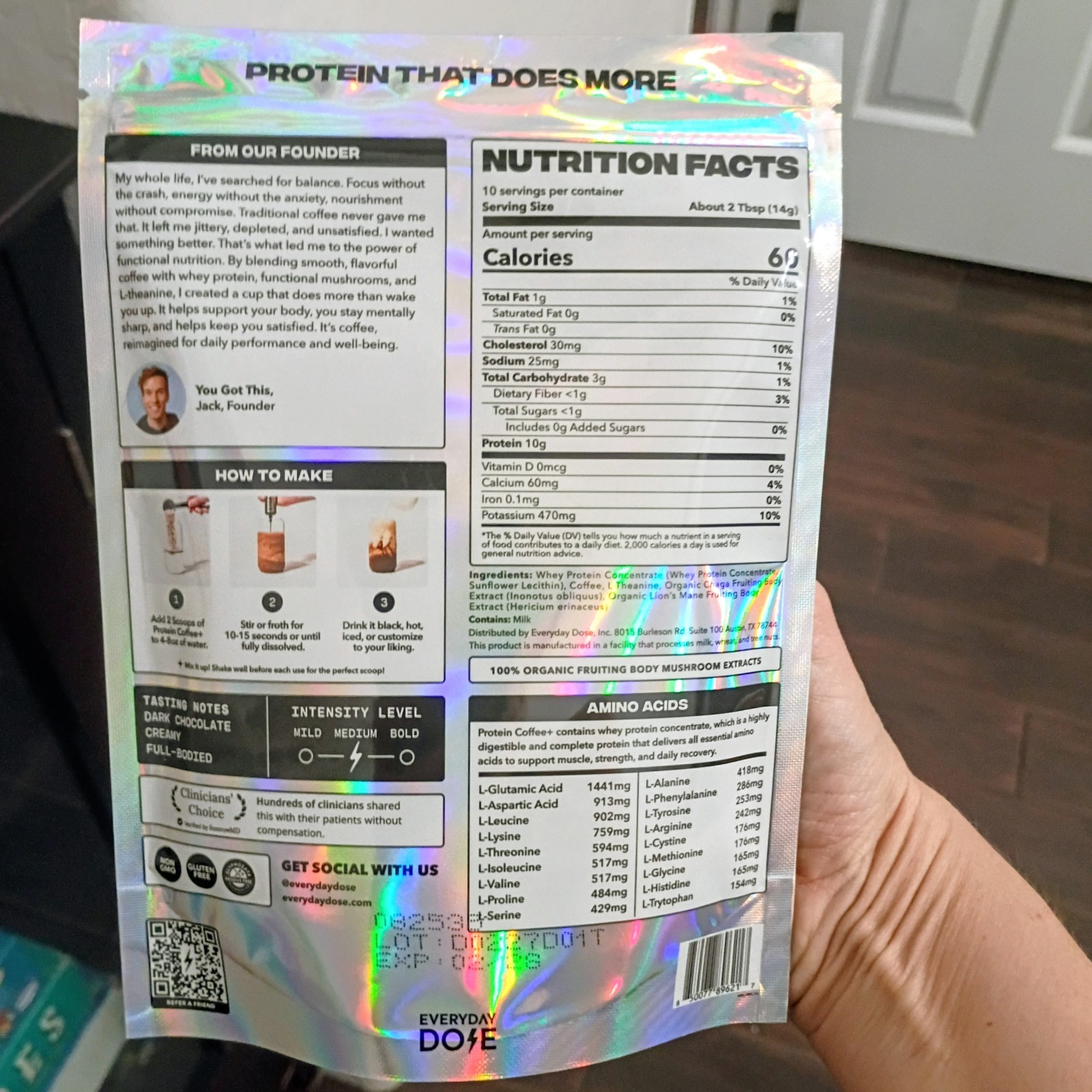 Everyday Dose Protein Coffee+ Cold Brew Powder, 10 Servings, 5.3 oz