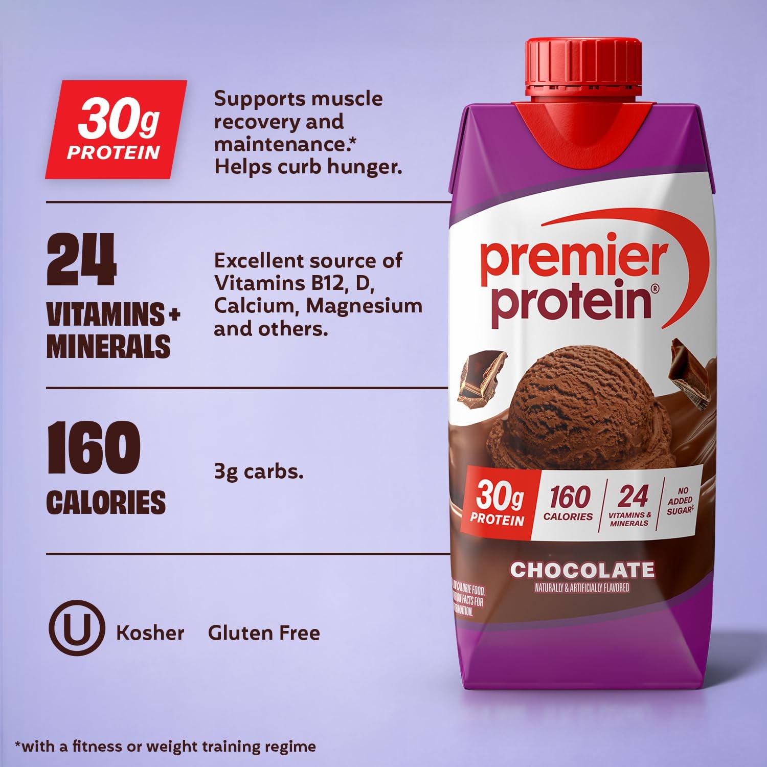 Premier Protein Shake, Chocolate, 30g High Protein, 12 11 Fl Oz (Pack of 12)