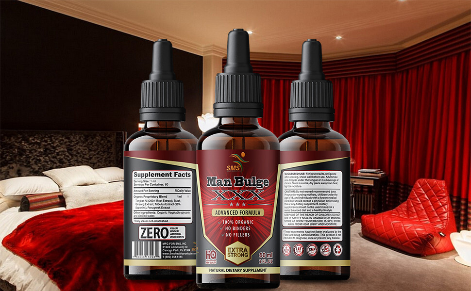 Man Bulge Mens Libidio Boost Performance Tincture Herbal Drops 3 Pack 6 Fl Oz