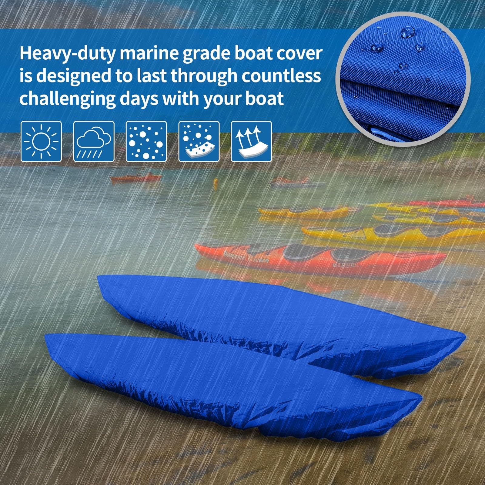 i Cover Kayak Canoe Boat Cover Heavy Duty Waterproof UV Resistant Storage