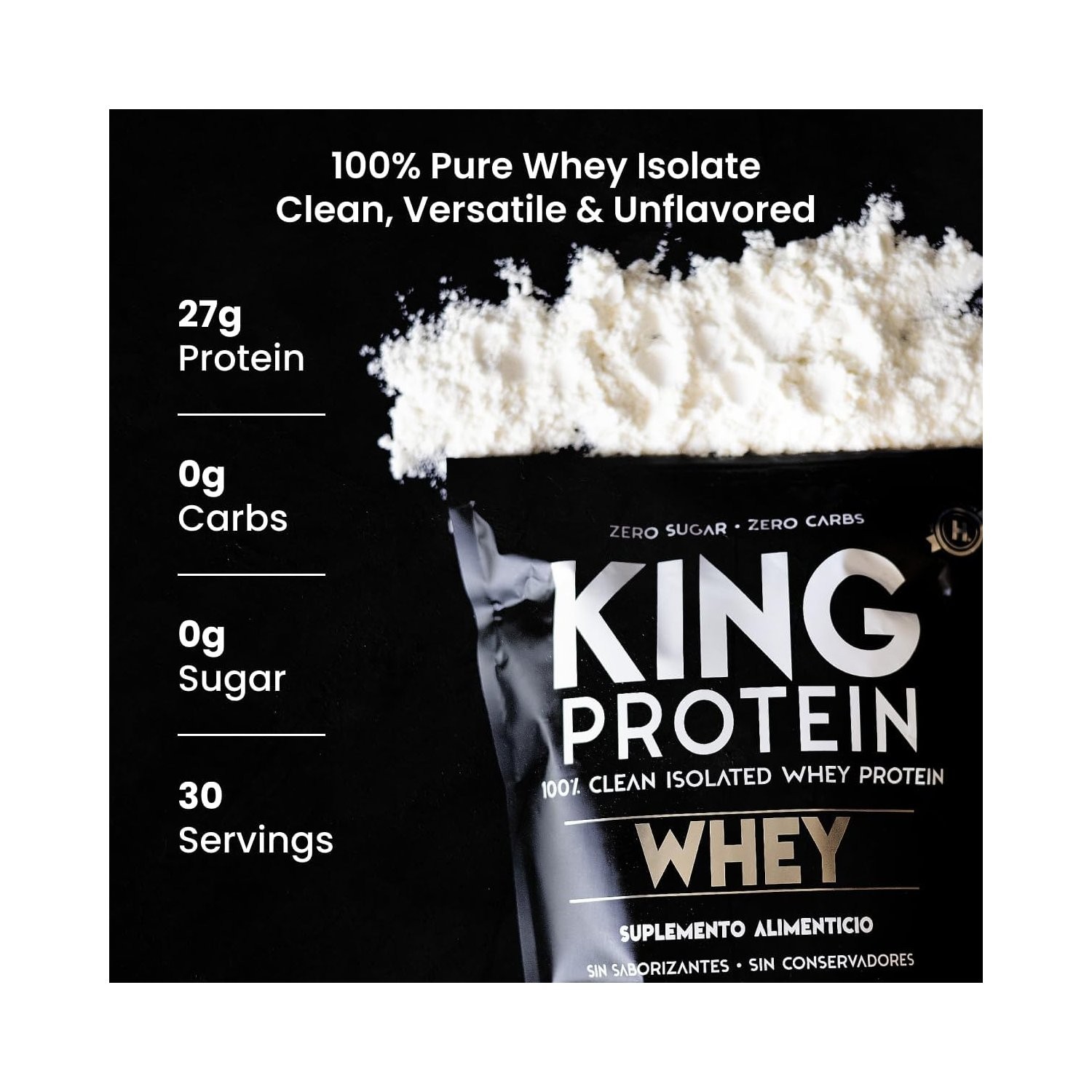 Unflavored Whey Protein Isolate 27g Per Serving for Muscle Growth 30 Servings