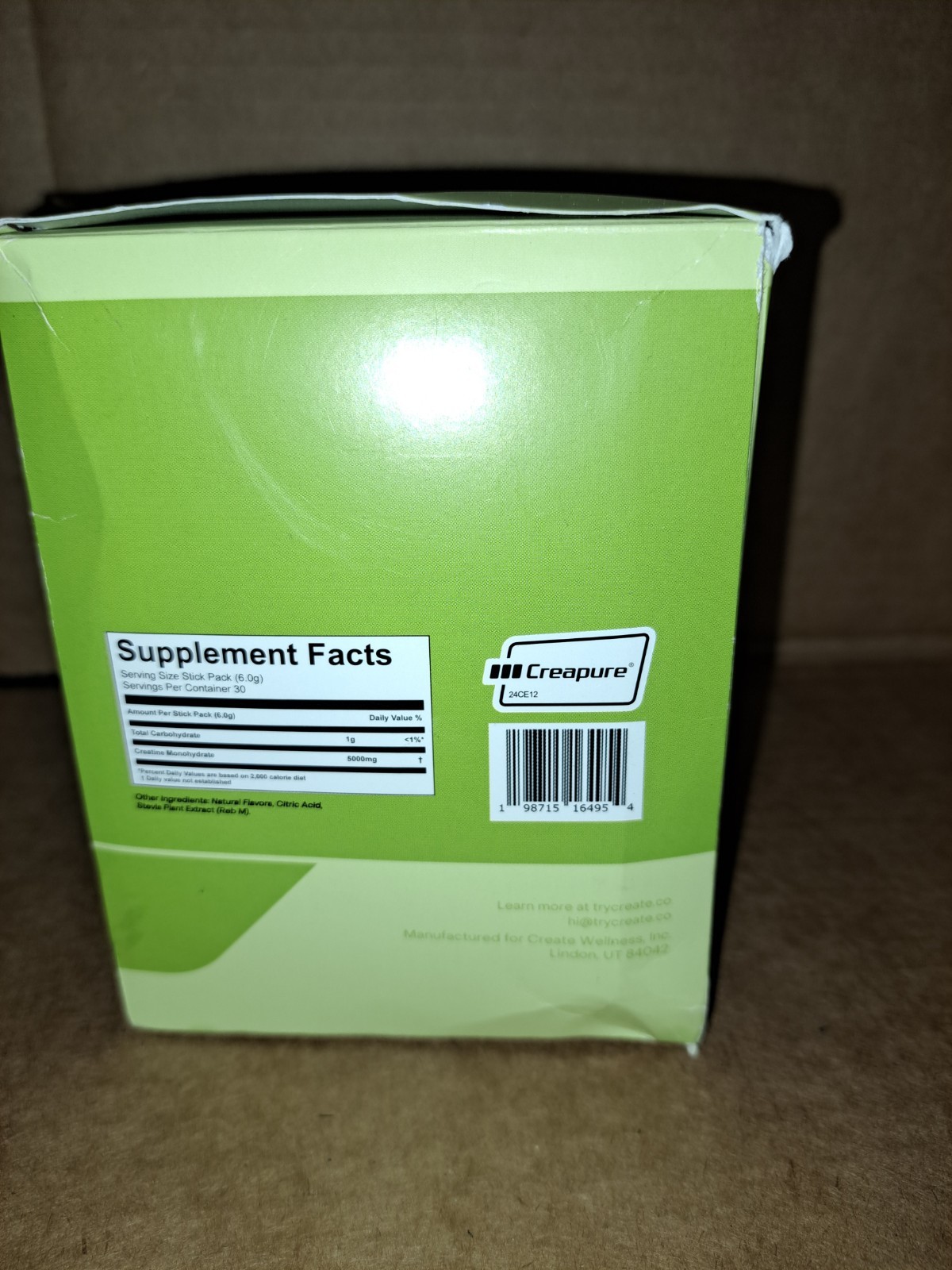 Create Creatine Monohydrate Powder Lemon Lime Dietary Supplement 30 sticks – New