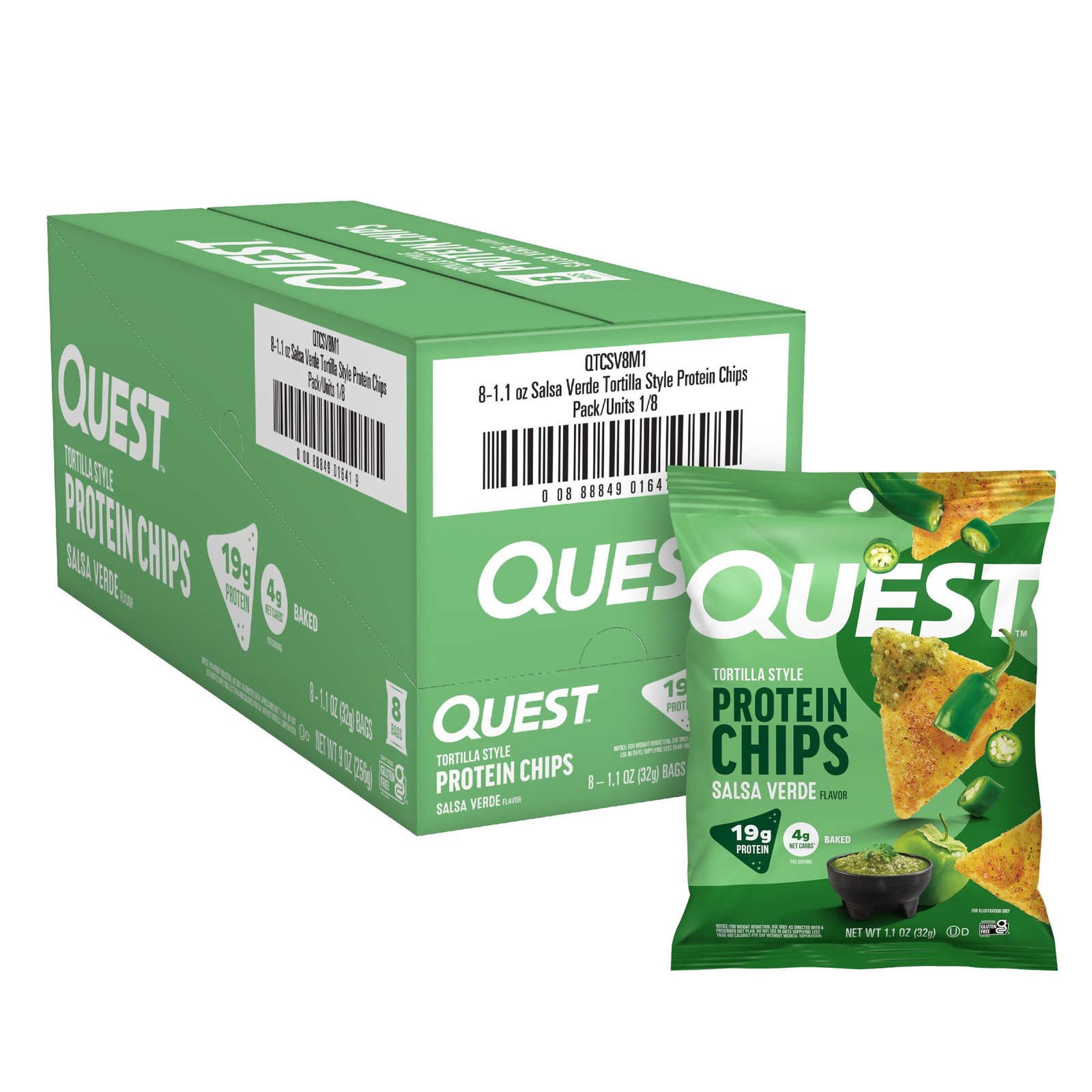 Tortilla Style Protein Chips – Salsa Verde (8 Bags)