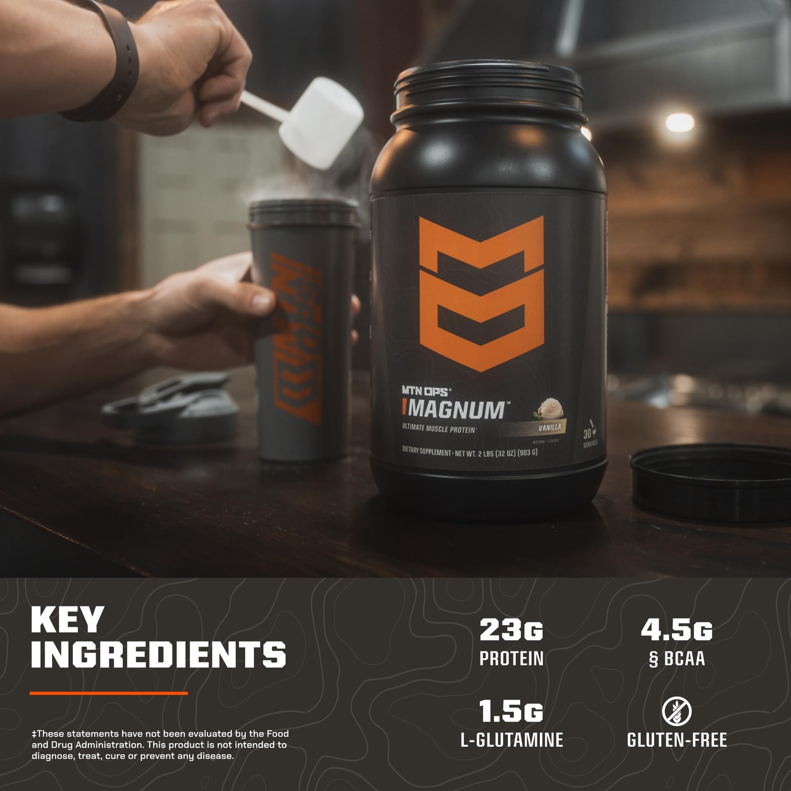 MTN OPS Magnum Chocolate Protein Powder, 23g of Whey Isolate Protein & Milk P…