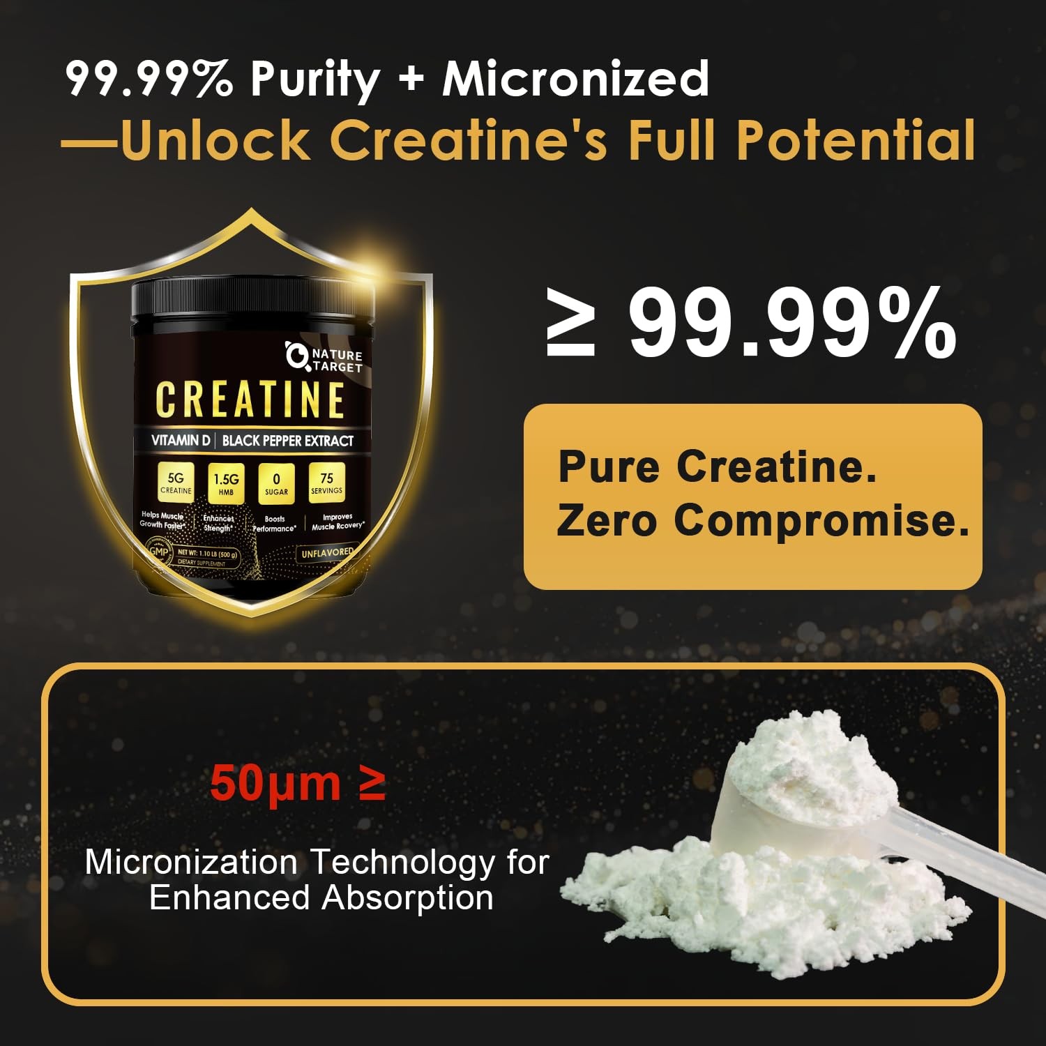 Micronized Creatine Monohydrate for Women and Men, 1.1 Pound (Pack of 1)