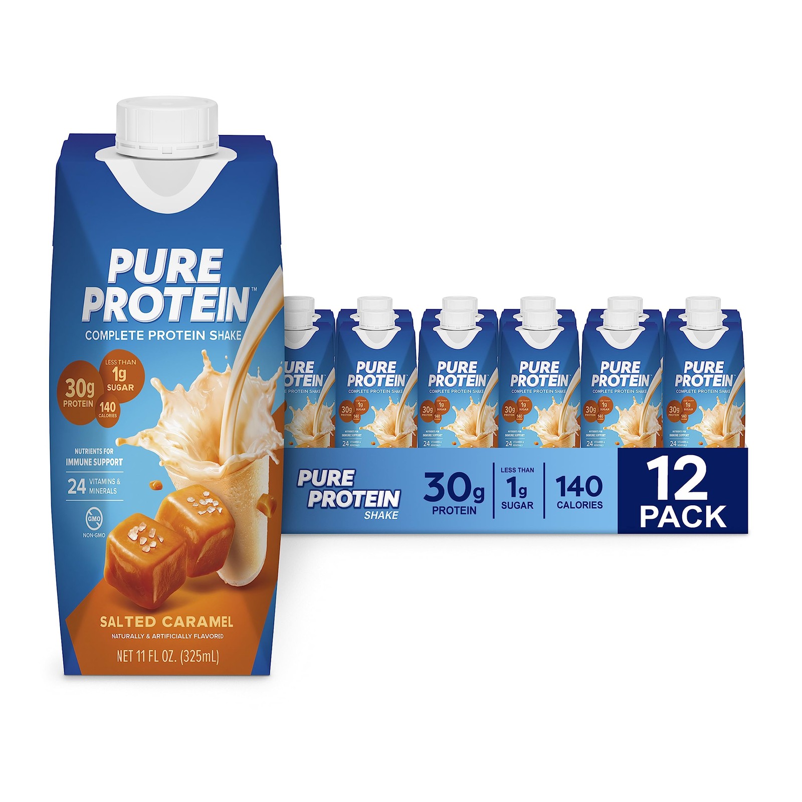 Pure Protein Salted Caramel Shake, 11 Fl Oz (Pack of 12),