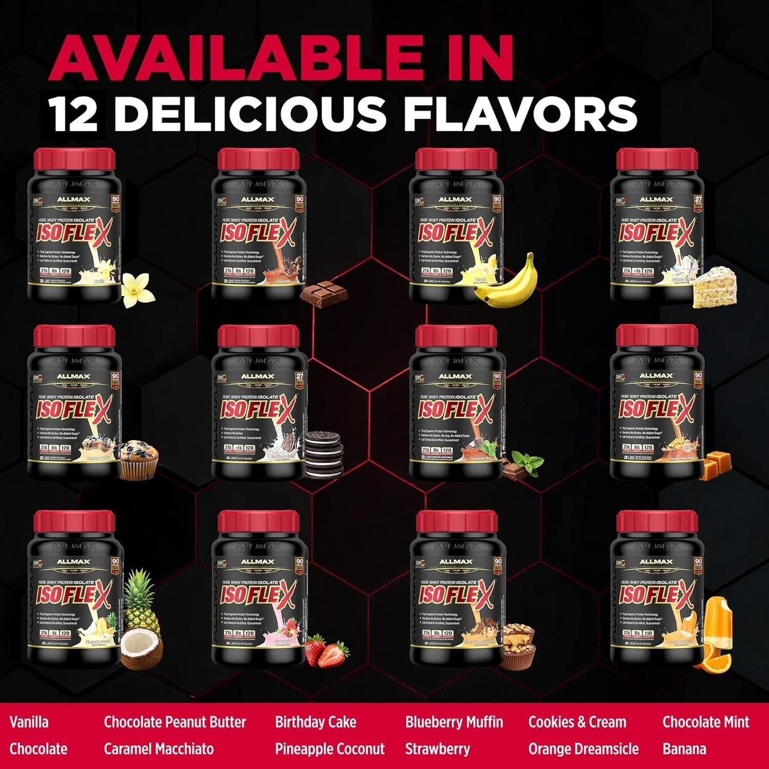 ALLMAX ISOFLEX Pure Whey Isolate Protein Powder – Gluten Free, Low Lactose, Suga