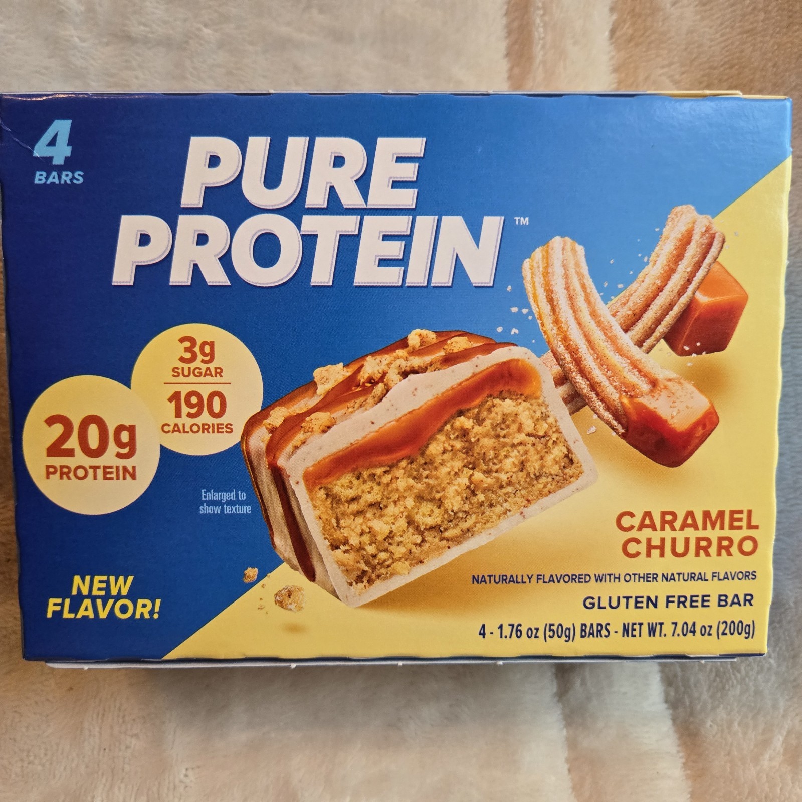 Pure Protein Caramel Churro Bars 4 Count 20g Protein Low Sugar Gluten Free