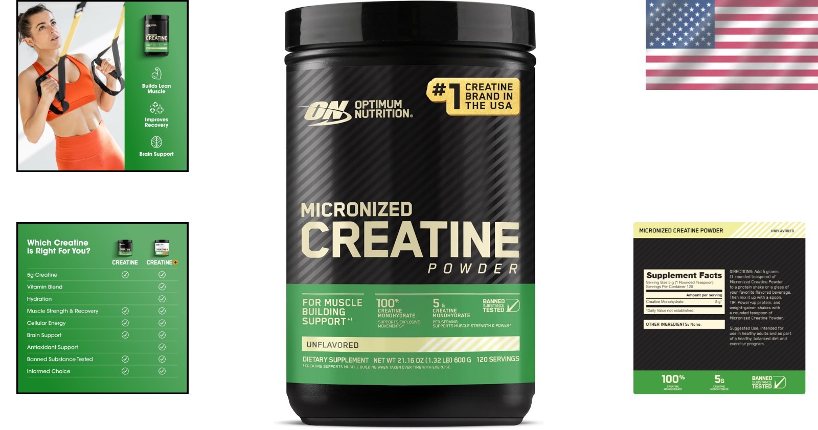 Keto Friendly Micronized Creatine Monohydrate Powder – 120 Servings Unflavored