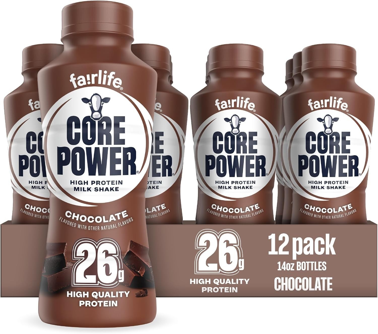 Chocolate Core Power Protein Shake – 26g Bottles (14oz) x 12 Pack
