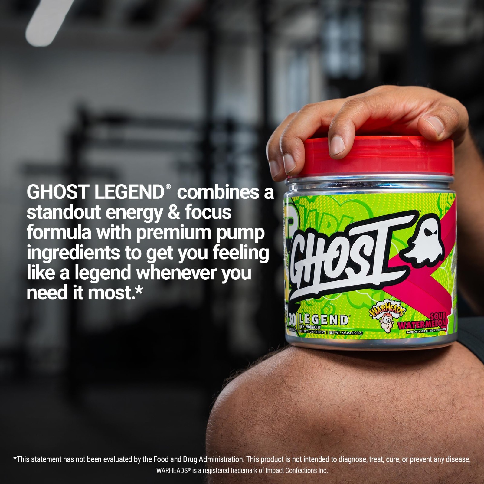 Pre-Workout Powder – Sour Watermelon Flavor, 30 Servings, 300mg Caffeine, Energy