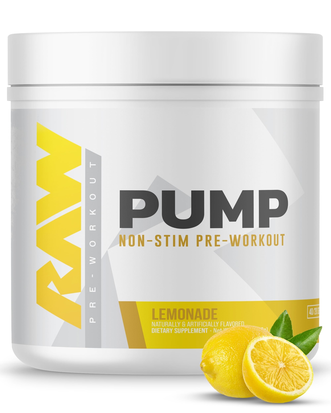Raw Nutrition Pump Pre Workout Non Stimulant Raspberry Lemonade 40 Servings