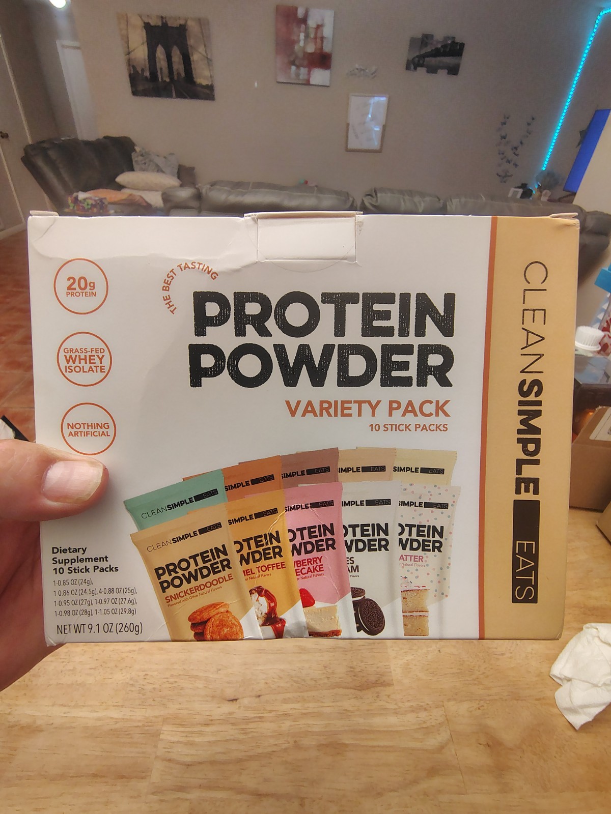 Clean Simple Eats Whey Isolate Protein Powder, Variety Pack, 10 Stick Packs20g