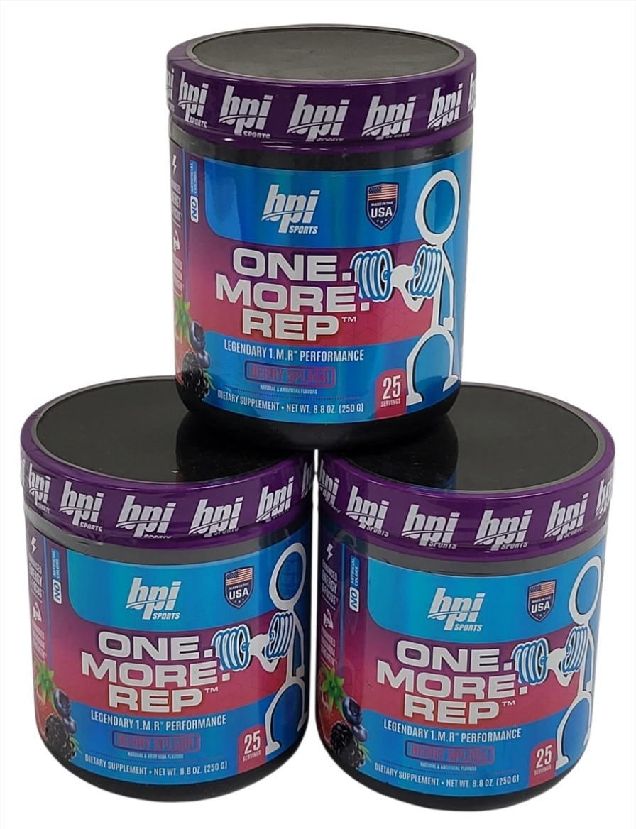 (3PCK) BPI 1MR One More Rep Pre-Workout Performance Supplement Berry Splash 9/26