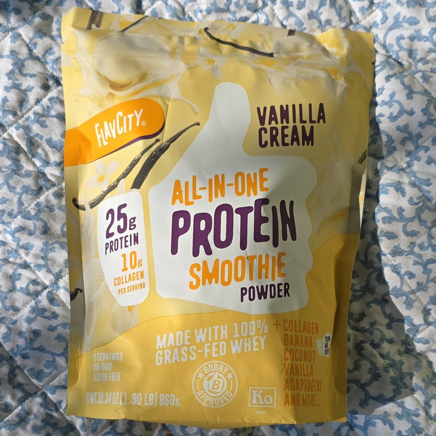 FlavCity All-In-One Protein Smoothie Powder Vanilla Cream Gluten-Free 30.34 oz
