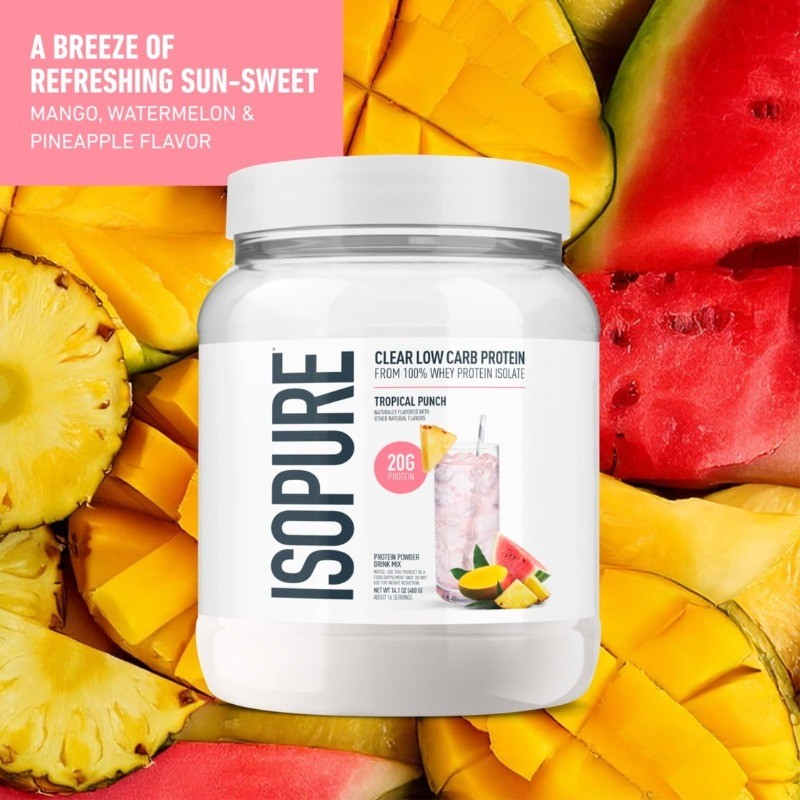 Low Carb 100% Whey Protein Isolate Powder Tropical Punch 20g Protein for Muscle