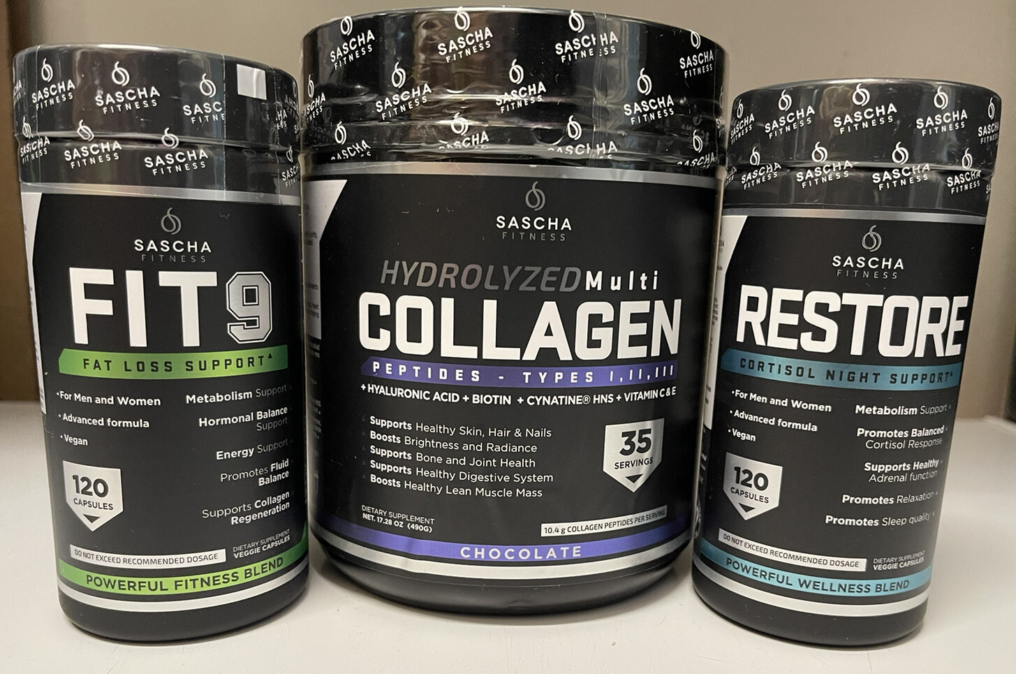 restore sascha fitness Fit 9 Kit con Restore y Collagen chocolate