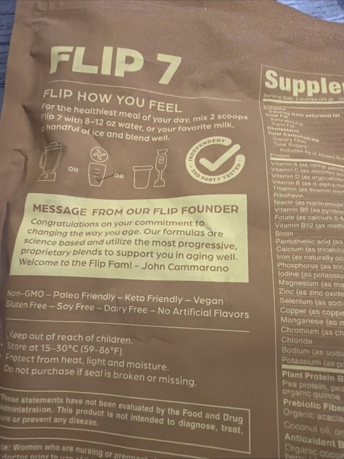 Flip 7 Superfood Meal Replacement Peanut Butter Power 15 Servings Unopened Vegan