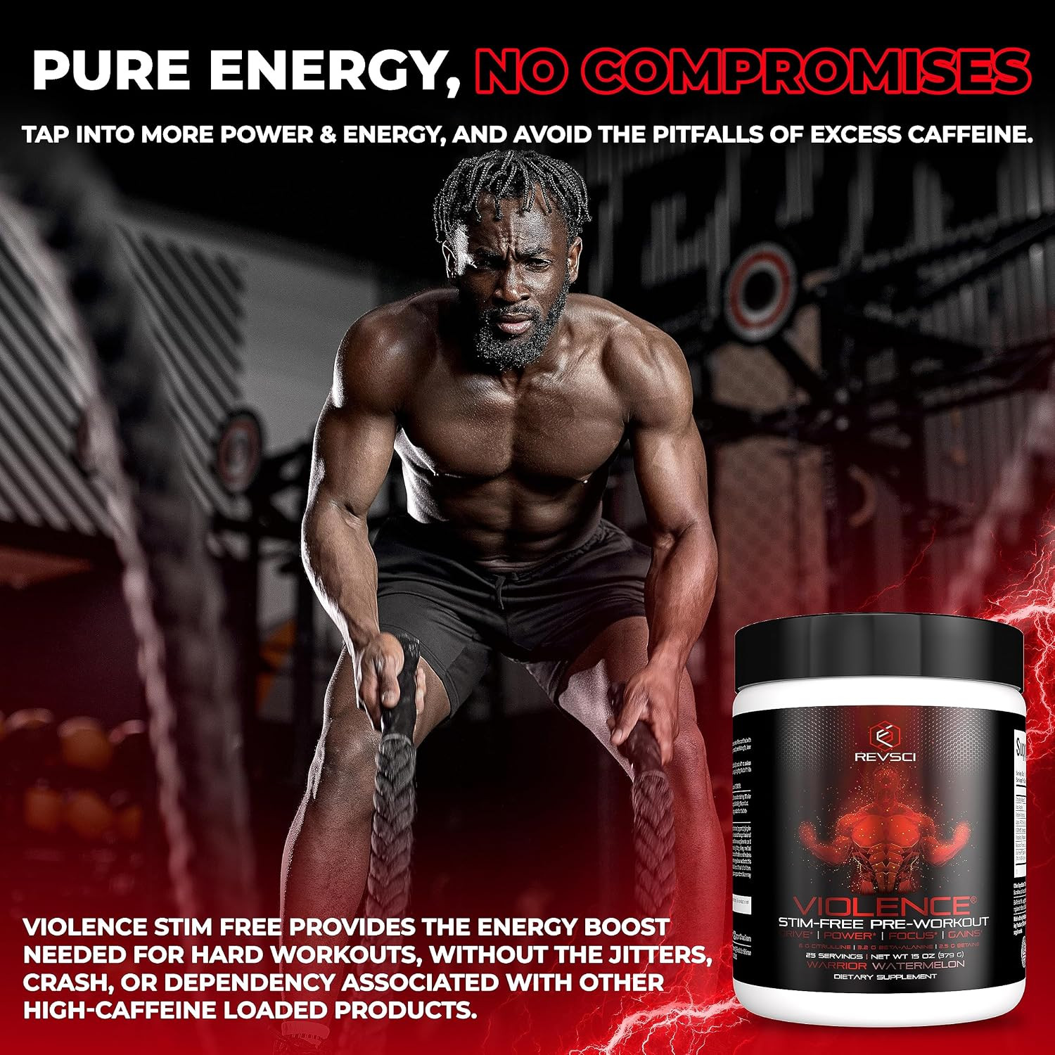 VIOLENCE Stim Free Pre Workout Powder by REVSCI, Precision Dosed Non Stim Prewor