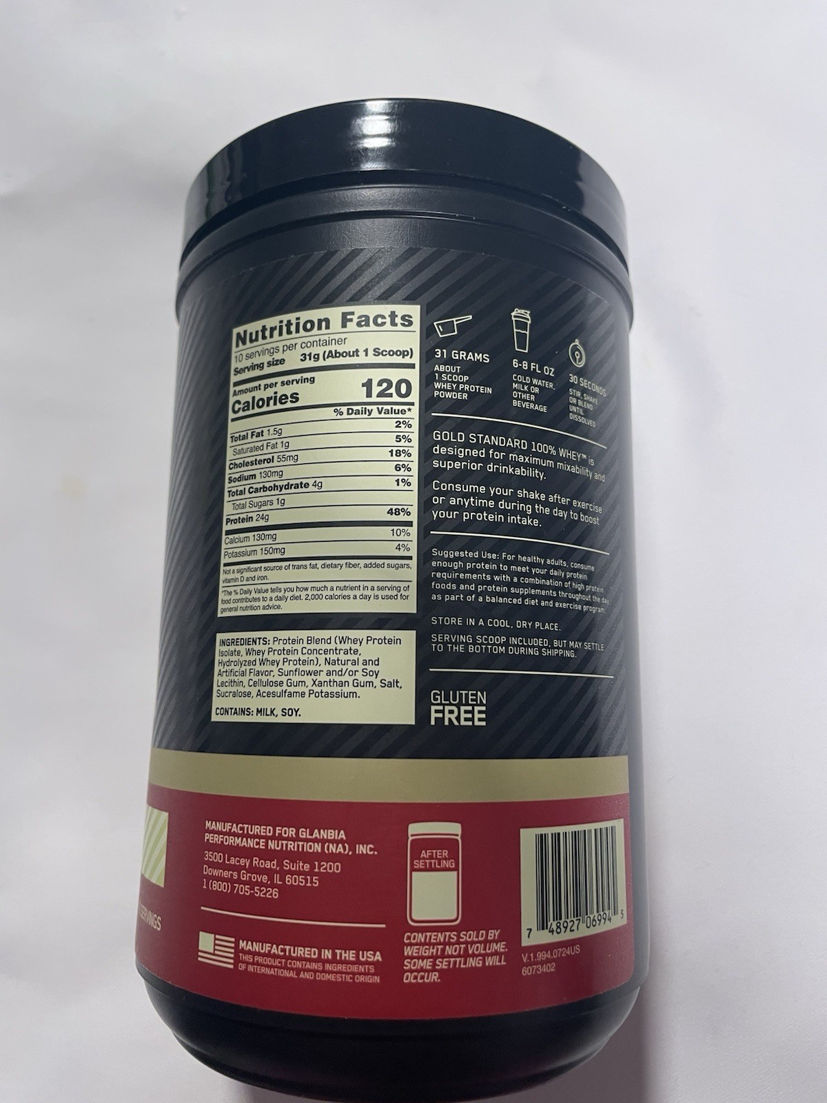 Optimum Nutrition Gold Standard 100% Whey Protein Powder Vanilla Ice Cream 10.9